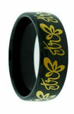 J155 Mormon LDS Unisex CTR Ring Eclipse Black Diamond Ceramic Gold One Moment In Time