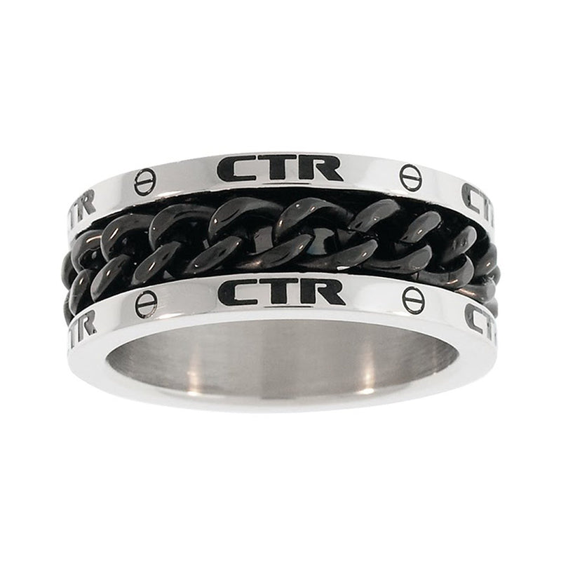 J137 CTR Ring Stainless Steel w/Black chian Lynx
