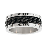 J137 CTR Ring Stainless Steel w/Black chian Lynx
