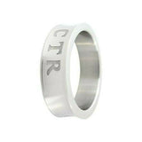 J101S Mormon 1830 Square LDS Unisex CTR Right Ring Stainless Steel One Moment In Time