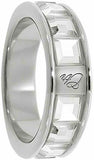 J162 Mormon LDS Unisex CTR Ring Glimmer Stainless Steel with White One Moment In Time