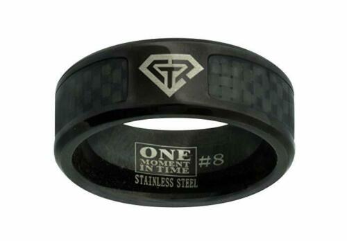 J198 CTR Ring Black Carbon Fiber Superman Stainless Handmade