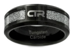 J194 CTR Ring Cosmos Tungsten Carbide with Imitation Meteorite Inlay