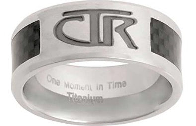 J113 CTR RING Titanium Carbon Fiber Inlay Titan Handmade
