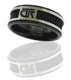 J120 Mormon LDS Unisex CTR Ring Elements Black Titanium With Rubber One Moment In Time