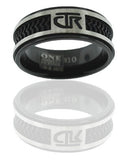 J120 Mormon LDS Unisex CTR Ring Elements Black Titanium With Rubber One Moment In Time