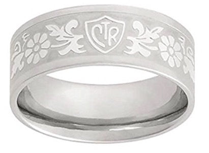 J125 Daisy Flower Scroll Stainless Steel CTR Ring