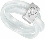J160 Mormon LDS Unisex CTR Ring Avanti 3 Pc White Diamond Ceramic One Moment In Time