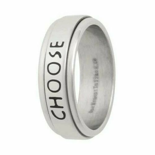 J47N Mormon LDS Unisex CTR Ring Spinner Stainless Steel Size 9 One Moment In Time