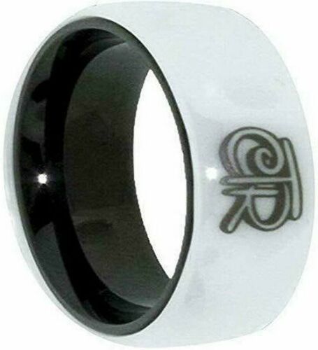 J196W Mormon LDS Unisex CTR Ring White Ceramic & Aluminum One Moment in Time