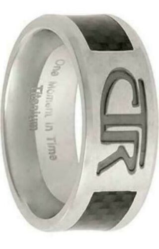J113 Mormon LDS Unisex CTR Ring Titanium Carbon Fiber Size 8-13 One Moment In Time
