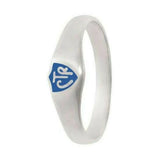 J56B Mormon LDS Unisex CTR Ring Silver Classic Blue Stainless Steel One Moment in Time