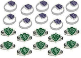 H14PR- H14G Mormon LDS Unisex Ring Adjustable 20 Pack Purple & Green One Moment In Time