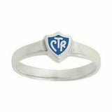 J58B Mormon LDS Unisex CTR Ring Sterling Silver Retro Blue Handmade One Moment In Time