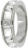J162 Mormon LDS Unisex CTR Ring Glimmer Stainless Steel with White One Moment In Time