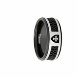 J120c Mormon LDS Unisex CTR Titanium Rubber Black Ring Handmade One Moment In Time