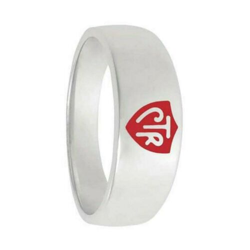 J57R Mormon LDS Unisex CTR Ring Sterling Silver Band Red 5- 13 One Moment In Time