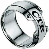 J143 Mormon LDS Unisex CTR Ring Stainless Steel Gost Size 7-13 One Moment in Time