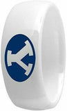 T300 Mormon LDS Unisex CTR Ring BYU White Diamond Ceramic w/color One Moment In Time