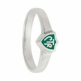 J58G Mormon LDS Unisex CTR Ring Sterling Silver Retro Green Handmade One Moment In Time