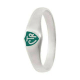 J56G Mormon LDS Unisex CTR Ring Sterling Steel Silver Classic Green One Moment in Time