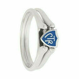 J62B Mormon LDS Unisex CTR Ring Sterling Silver Flip Blue Size 9.5 One Moment in Time
