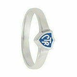 J58B Mormon LDS Unisex CTR Ring Sterling Silver Retro Blue Handmade One Moment In Time
