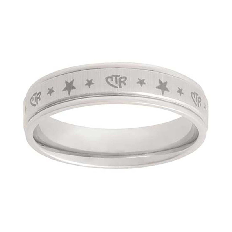 J126 CTR Ring Stainless Steel Aries Star 