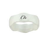 J169 CTR Ring ÒWaveÓ White Diamond Ceramic