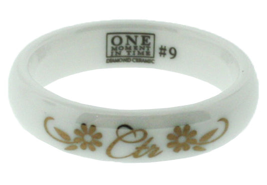 J181 Rosa White Diamond Ceramic with Rose Gold Inlay Tone CTR Ring