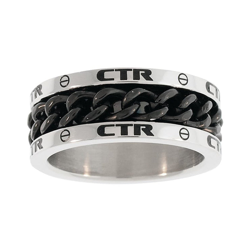 J137 CTR Ring Stainless Steel w/Black chian Lynx 