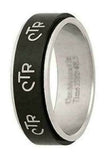 J38B Mormon LDS Unisex CTR Ring Wide Antique Black Stainless Steel One Moment In Time
