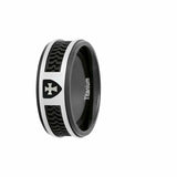 J120c Mormon LDS Unisex CTR Titanium Rubber Black Ring Handmade One Moment In Time