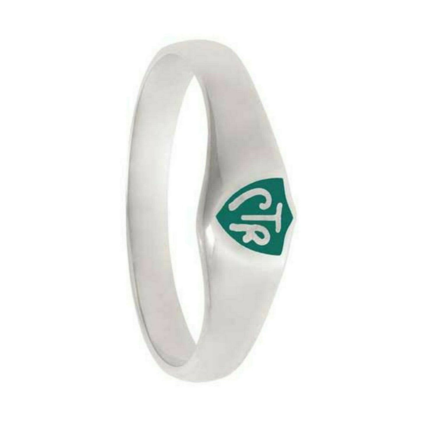 J56G Mormon LDS Unisex CTR Ring Sterling Steel Silver Classic Green One Moment in Time