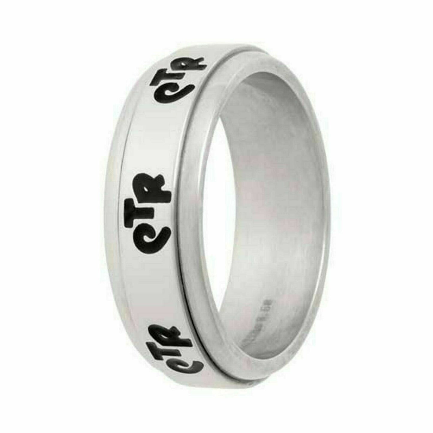 J59N Mormon LDS Unisex CTR Ring Spinner Narrow Handmade Stainless Steel One Moment In Time