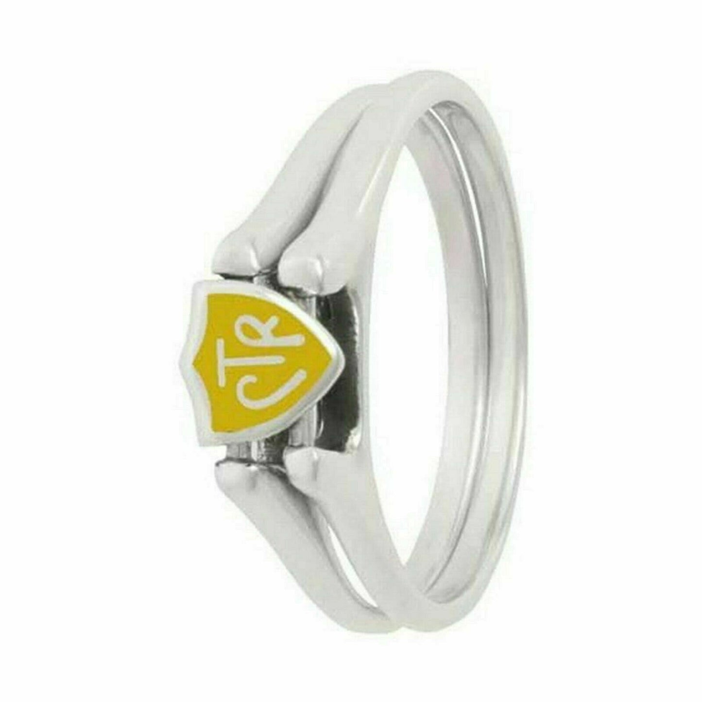 J62Y Mormon LDS Unisex CTR Ring Sterling Silver Flip Yellow Handmade One Moment in Time