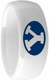 T300 Mormon LDS Unisex CTR Ring BYU White Diamond Ceramic w/color One Moment In Time