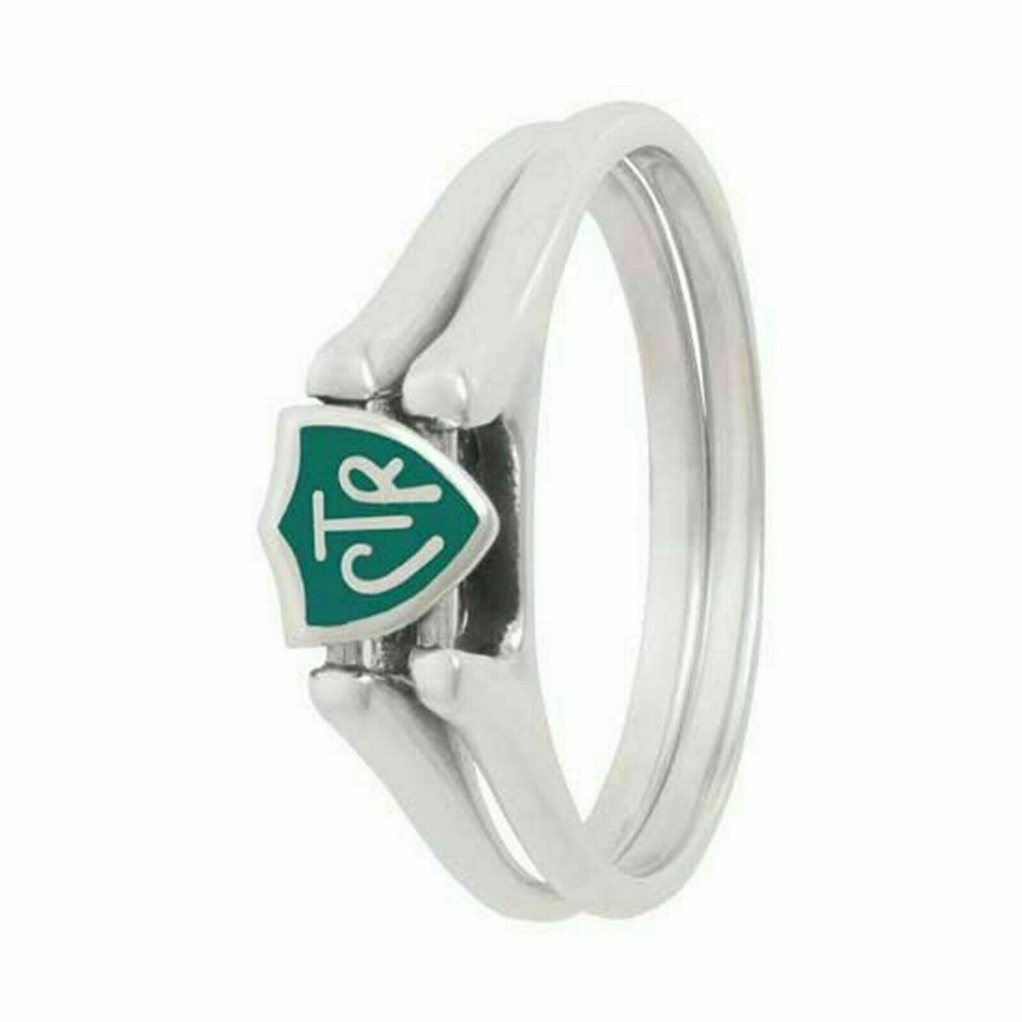 J62G Mormon LDS Unisex CTR Ring Sterling Silver Flip Green Handmade One Moment in Time