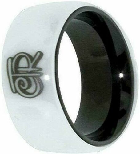 J196W Mormon LDS Unisex CTR Ring White Ceramic & Aluminum One Moment in Time