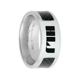J113S Mormon LDS Unisex CTR Ring Titan Titanium Carbon Fiber Inlay One Moment In Time