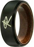 J195 Mormon LDS Unisex CTR Ring Black Magic Tungsten Wood Sleeve One Moment In Time