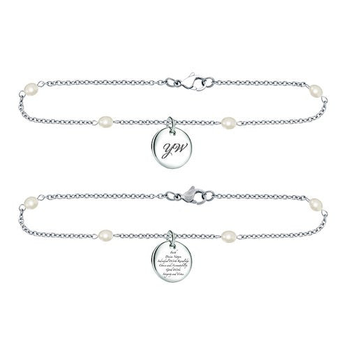 K12B Bracelet Young Women's Stainless Steel w/Pearl chain 