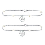 K12B Bracelet Young Women's Stainless Steel w/Pearl chain 