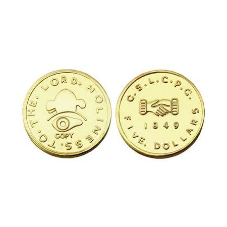 M5 $5.00 Mormon Gold Coin Replica 24Kt Plate