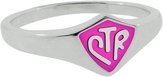 Q001P Size 4 - 9 Stainless Steel Pink CTR Ring Mormon LDS Unisex One Moment In Time