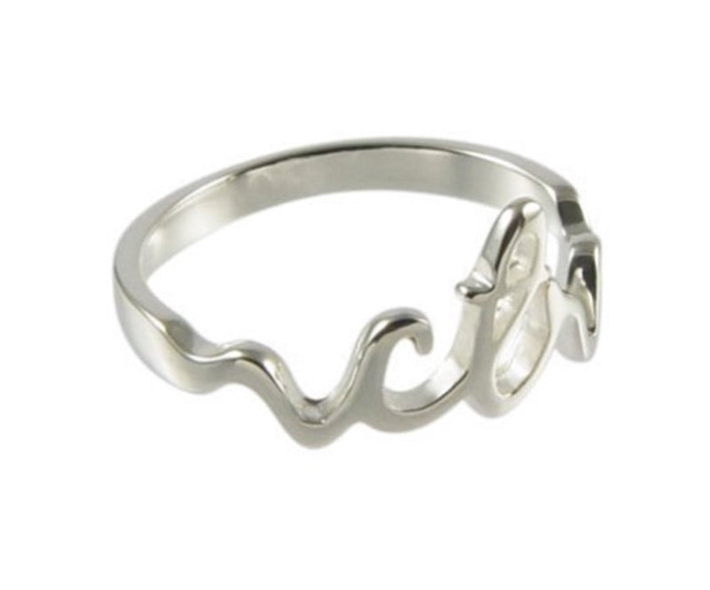 H13 Cursive CTR Ring Stainless Steel 
