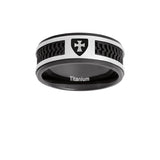 J120c Titanium w/Rubber Inlay Black Cross Ring Handmade