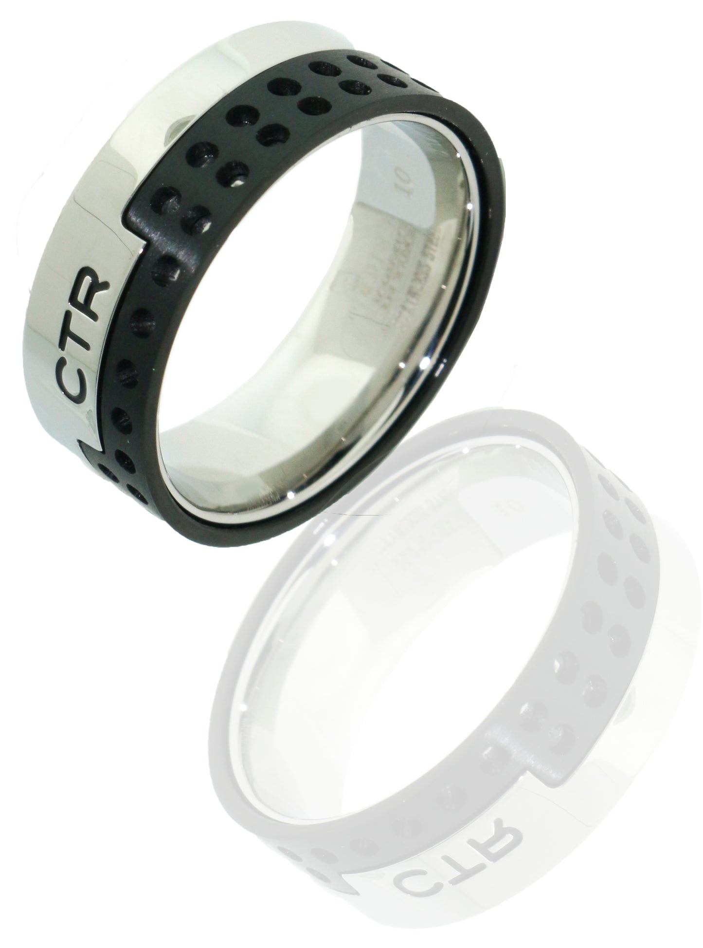 J186 Mormon LDS Unisex CTR Ring Vented Stainless Steel Size 8-12 One Moment In Time