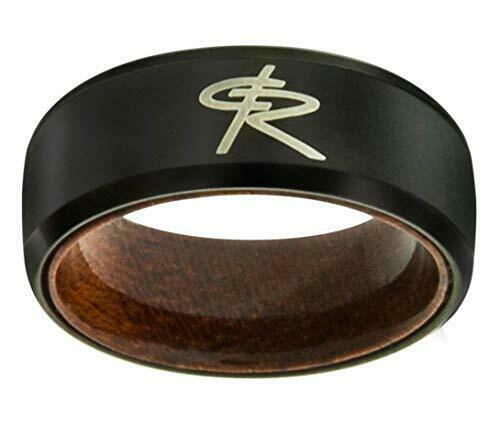 J195 CTR Ring Black Magic Tungsten Wood Sleeve Handmade 