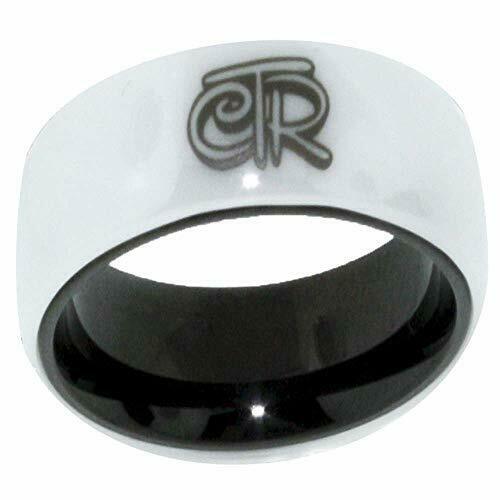 J196W CTR Ring LDS Womens White Ceramic & Aluminum Handmade